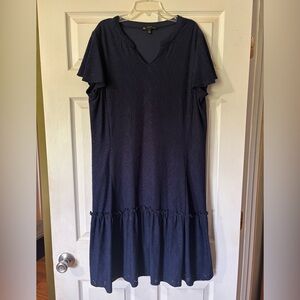 Elegant Navy Blue  Eyelet Dress